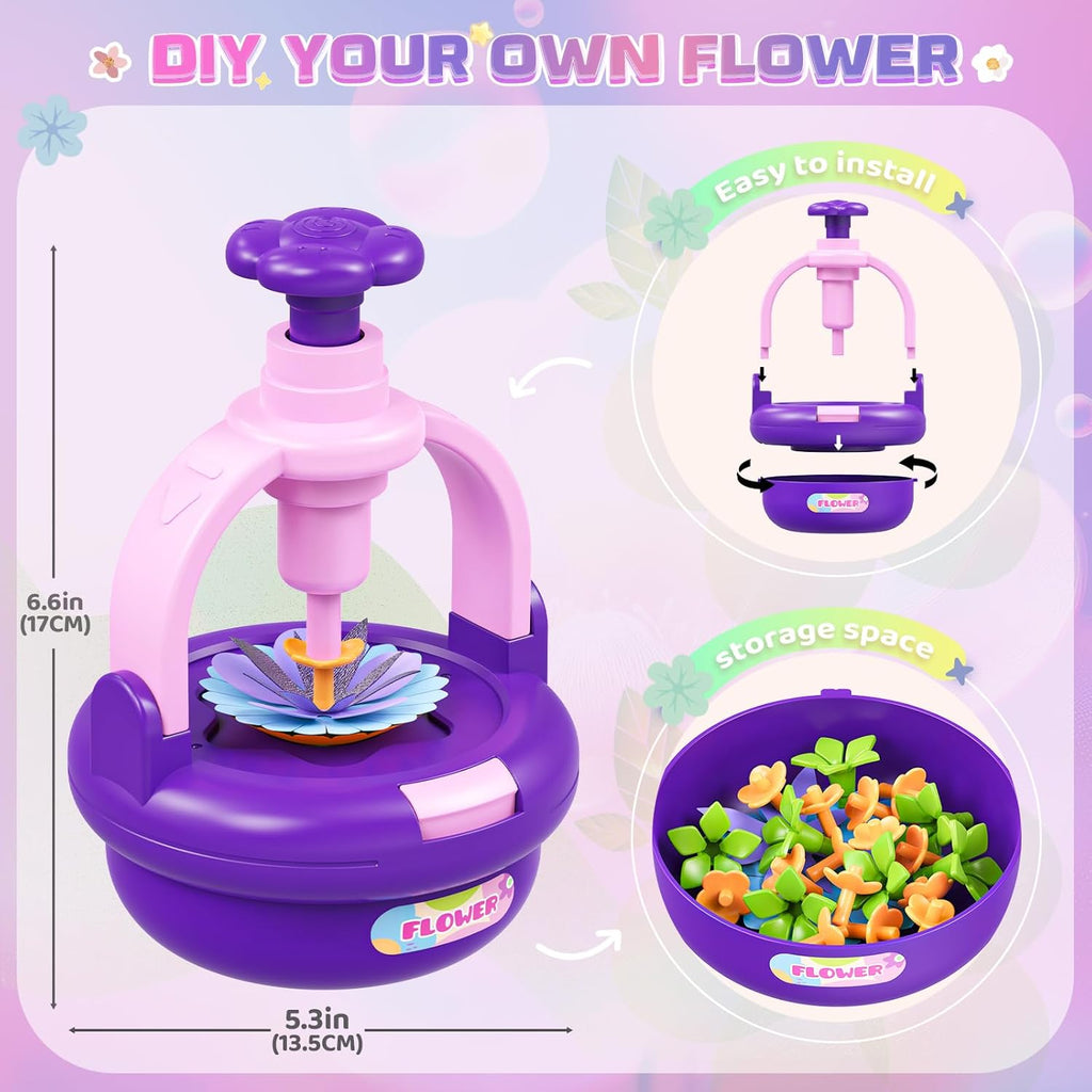 Plunack Flower Bouquets Toys for Kids Age 4-8, Flower Press Kit DIY Flowers Making Craft Kit for 4 5 6 7 Year Old Girls Floral Arts & Crafts Toys Educational Handmade Activity Set, Gift for Girls 3+