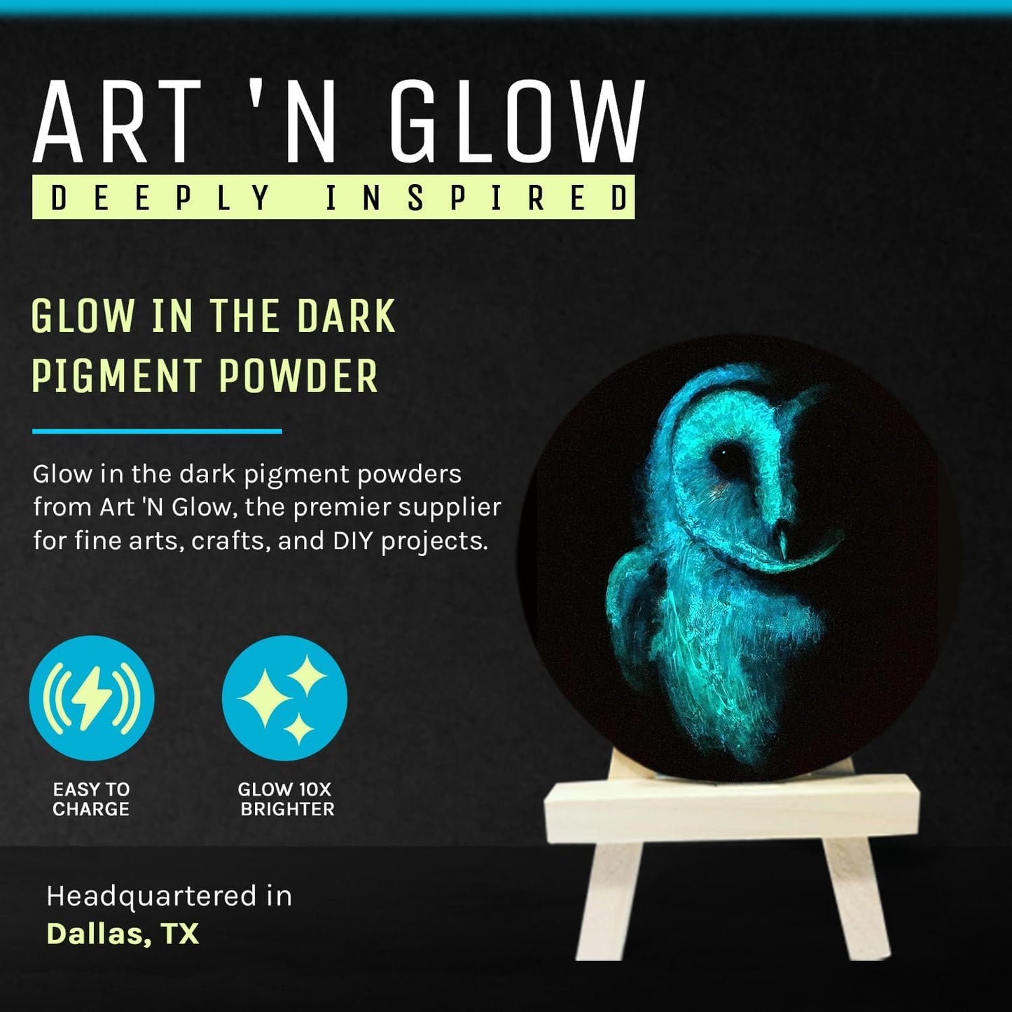 Glow in The Dark Pigment Powder - Neutral and Fluorescent Color for Art Painting, Fine Art, Nail Art Paint, and DIY Crafts - Long Lasting 10+ Color Options - Neutral Sky Blue - (30 Grams/1 Ounce)