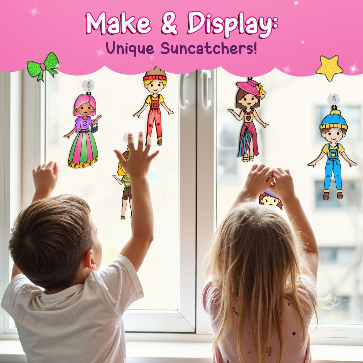 SmartCraft Window Art Fashion Kit with 225 Unique Combinations for Girls 5 to 10 Years Old | Glass Painting Kit | Birthday Gift for 5, 6, 7, 8, 9, 10 | Sun Catcher Art & Craft Activity Kit