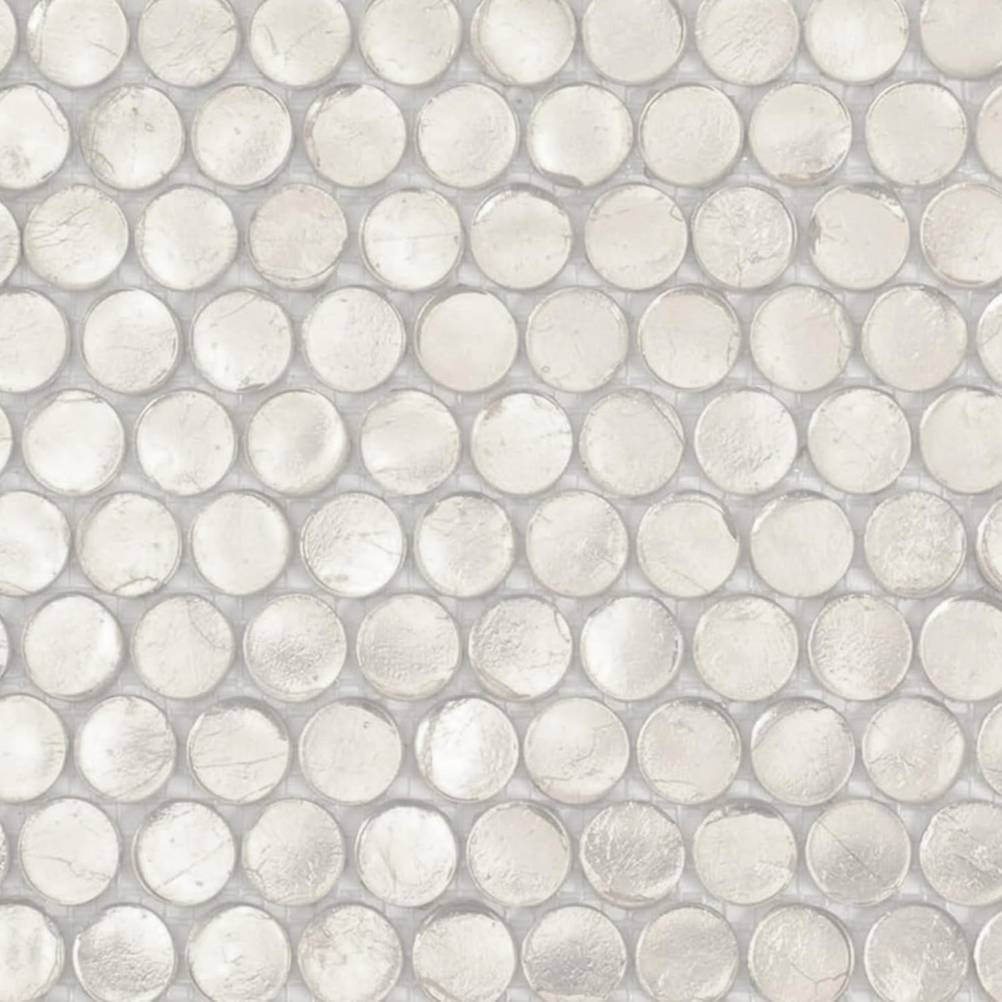 Silver Penny Round Mosaic Glass Tile – 12.2 x 12.2 Inch - 10 Sheet Pack - Luxurious Design for Bathroom Walls, Kitchen Backsplash, Shower Walls - Elegant Wall Decor - NOT Peel and Stick Tile