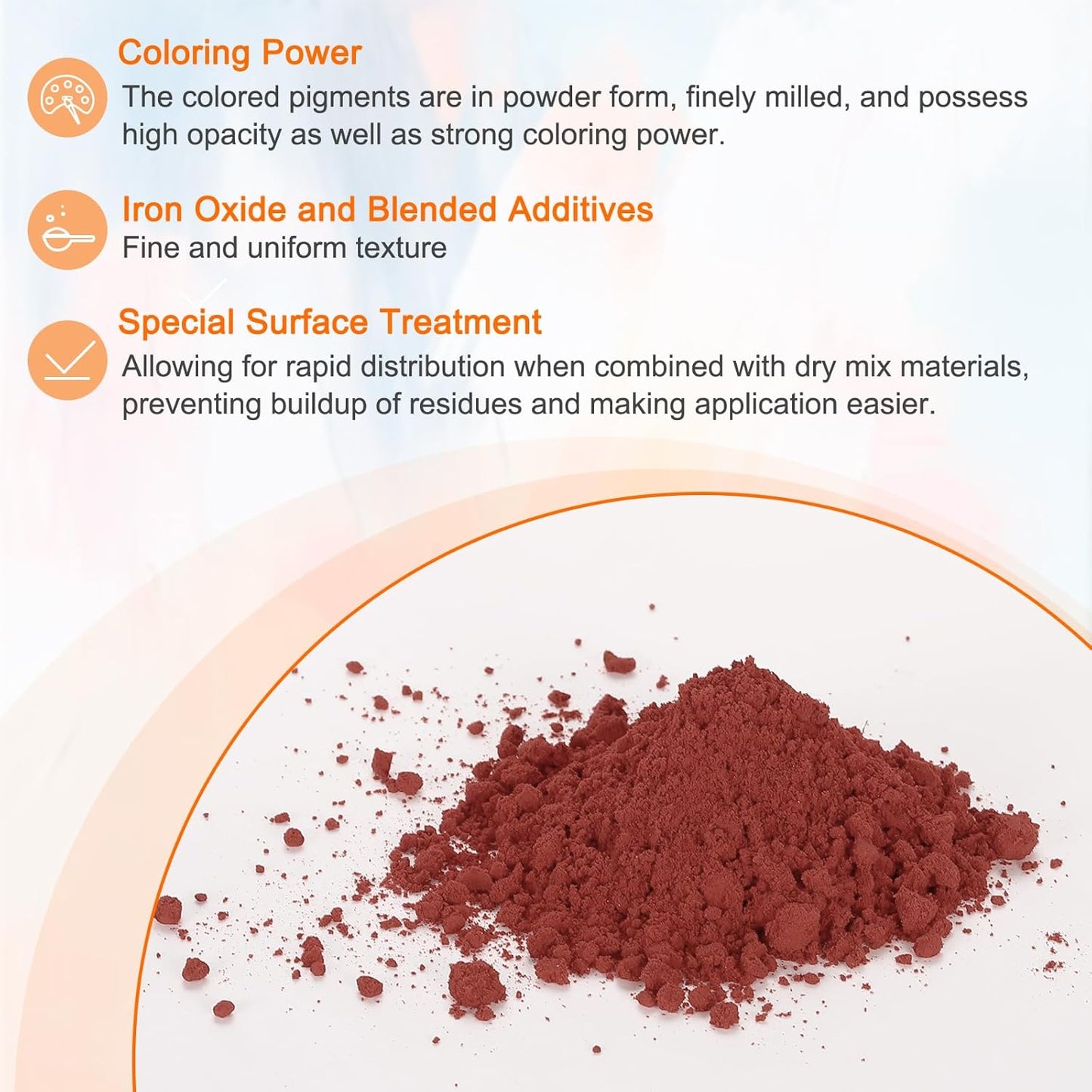 HARFINGTON Iron Oxide Powder Concrete Pigment 500 Mesh 3.5oz (100g) Iron Oxide Grout Pigment for Pastel Tile Paint Concrete Cement, Brick Red