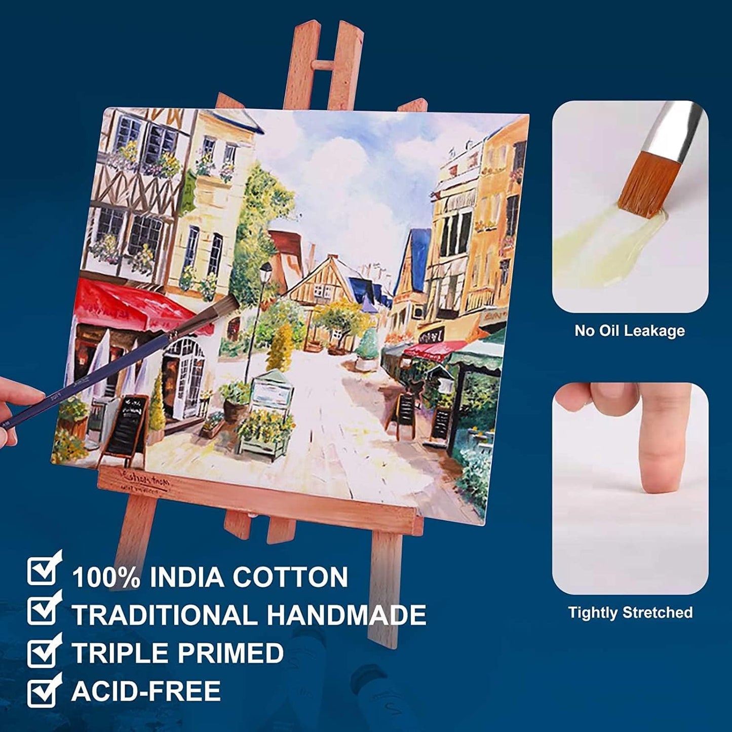 Stretched Canvases for Painting 5x7 Inch 10-Pack, 10 oz Triple Primed Acid-Free 100% Cotton Blank Canvas, Small Canvases for Oil Paint Acrylics Pouring & Wet Art Media