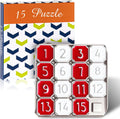 Metal Number Slide 15 Puzzle Red and White Number Sliding Puzzle Educational Pocket Funny IQ Game for Teens and Adults, Ideal for Learning Tool Party Favors(Red and White,4 Pack)