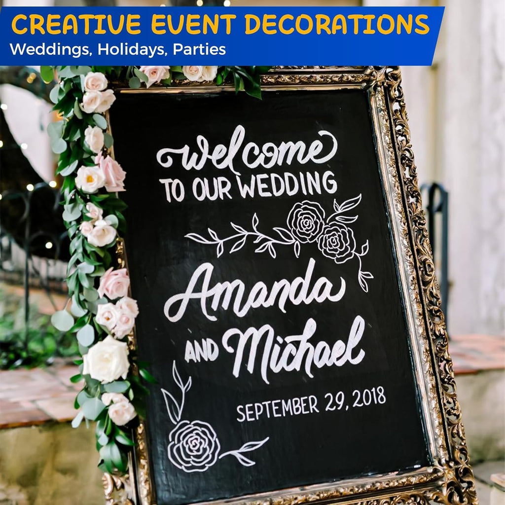 SFAIH Chalk Markers for Blackboard - White 6 Pack 0.7mm Fine Tip, Wet Erase Liquid Chalk Marker for Blackboard, Menu, Bistro, Signs, Windows, Glass, Food Labels, Dust-Free, Non Toxic