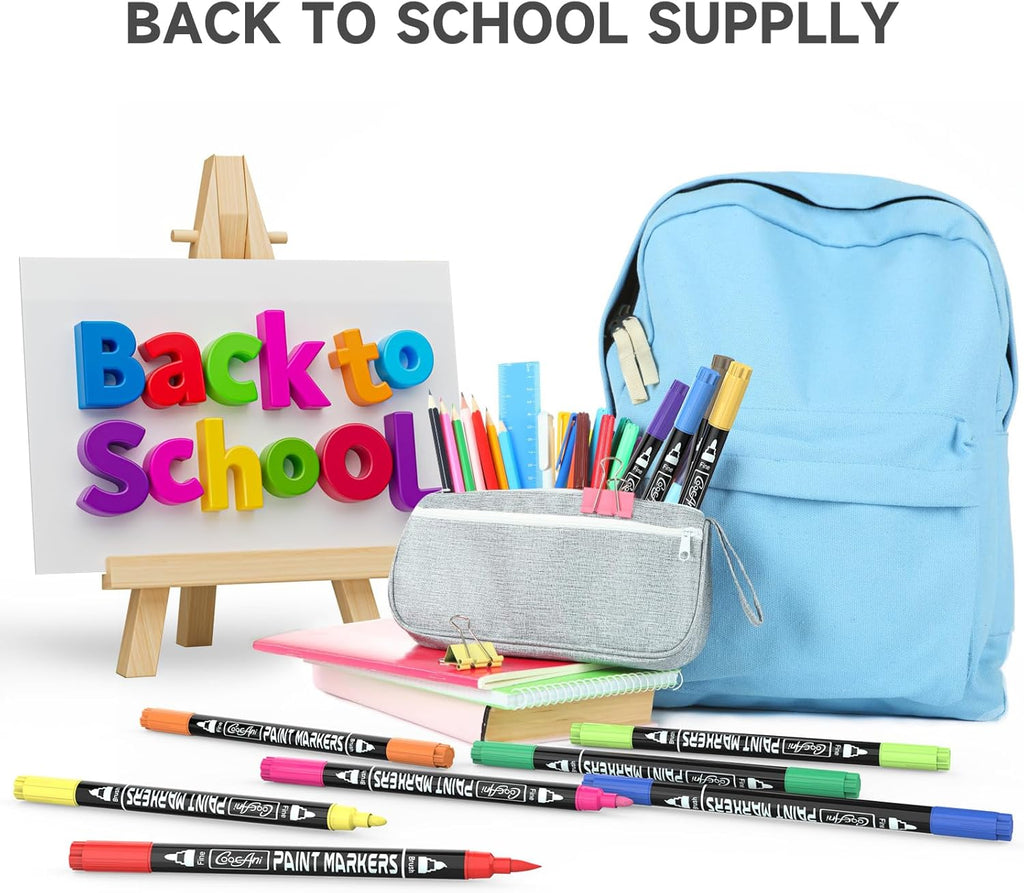 20 Colors Acrylic Paint Pens, Water-based Paint Markers for Wood,Canvas, Glass, Ceramic, Roch Painting,DIY Crafts, Art Supplier (20 Corlors(Brush and Fine Nib))