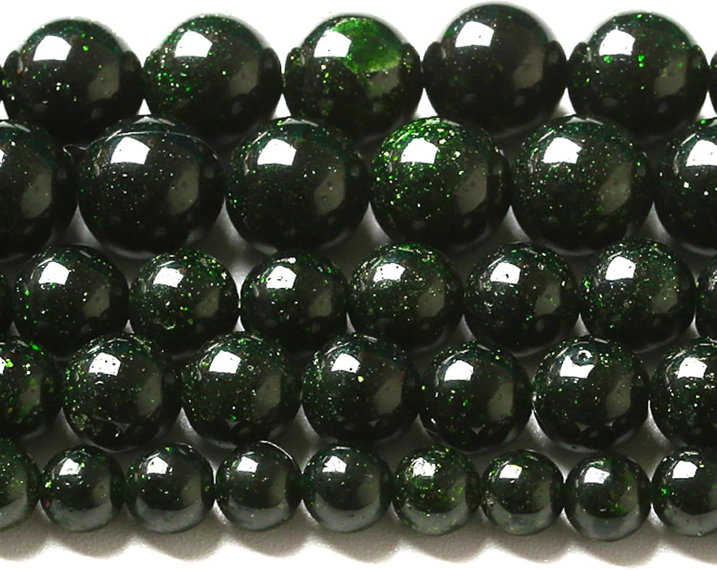 8MM 90pcs Natural Green Sandstone Energy Healing Beads Round Loose Beads for Jewelry Making Bracelet 2 Strands 32"