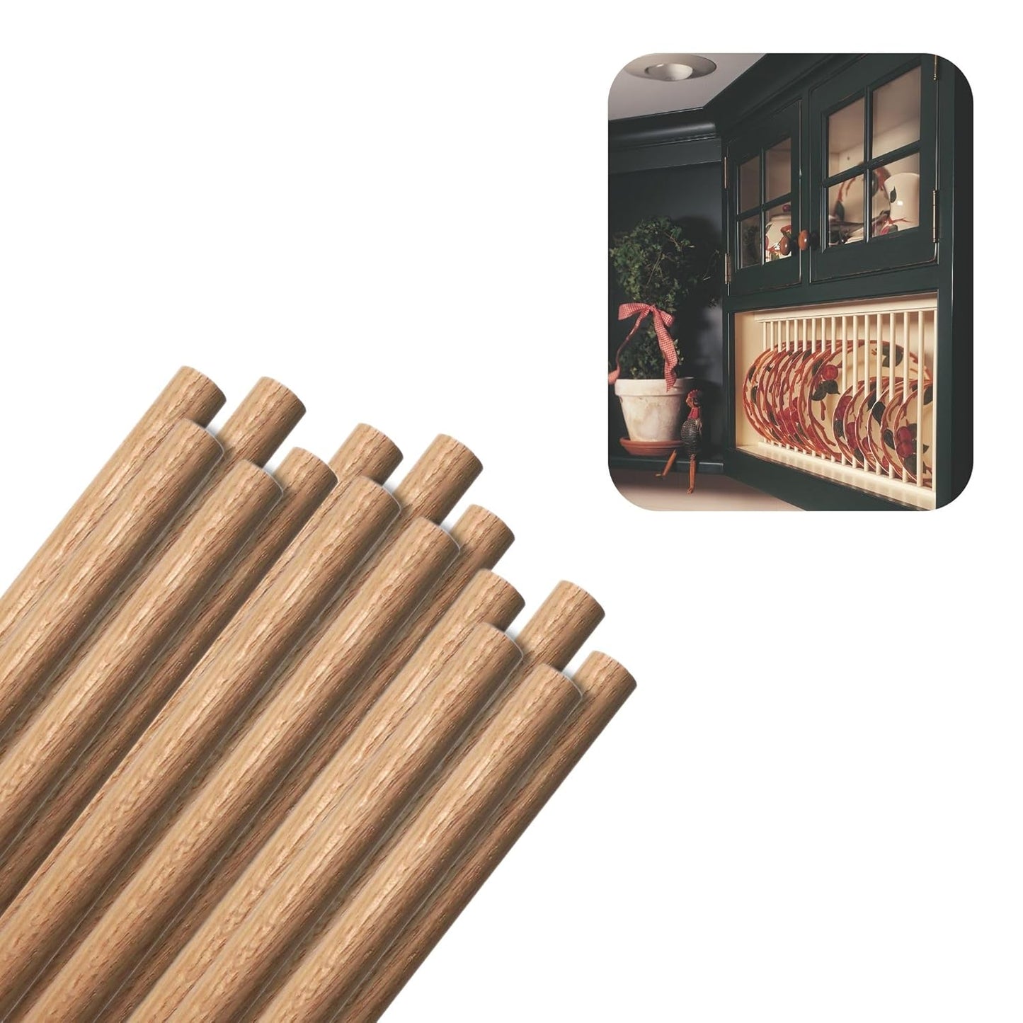 Red Oak Round Dowels (5/8" x 36", Pack of 15) | Variety of Diameters & Wood Species | Unfinished Wooden Dowel Rods for Crafts & DIY Home Projects | Curtain Rod, Macrame Supplies, Moulding, Flagpole