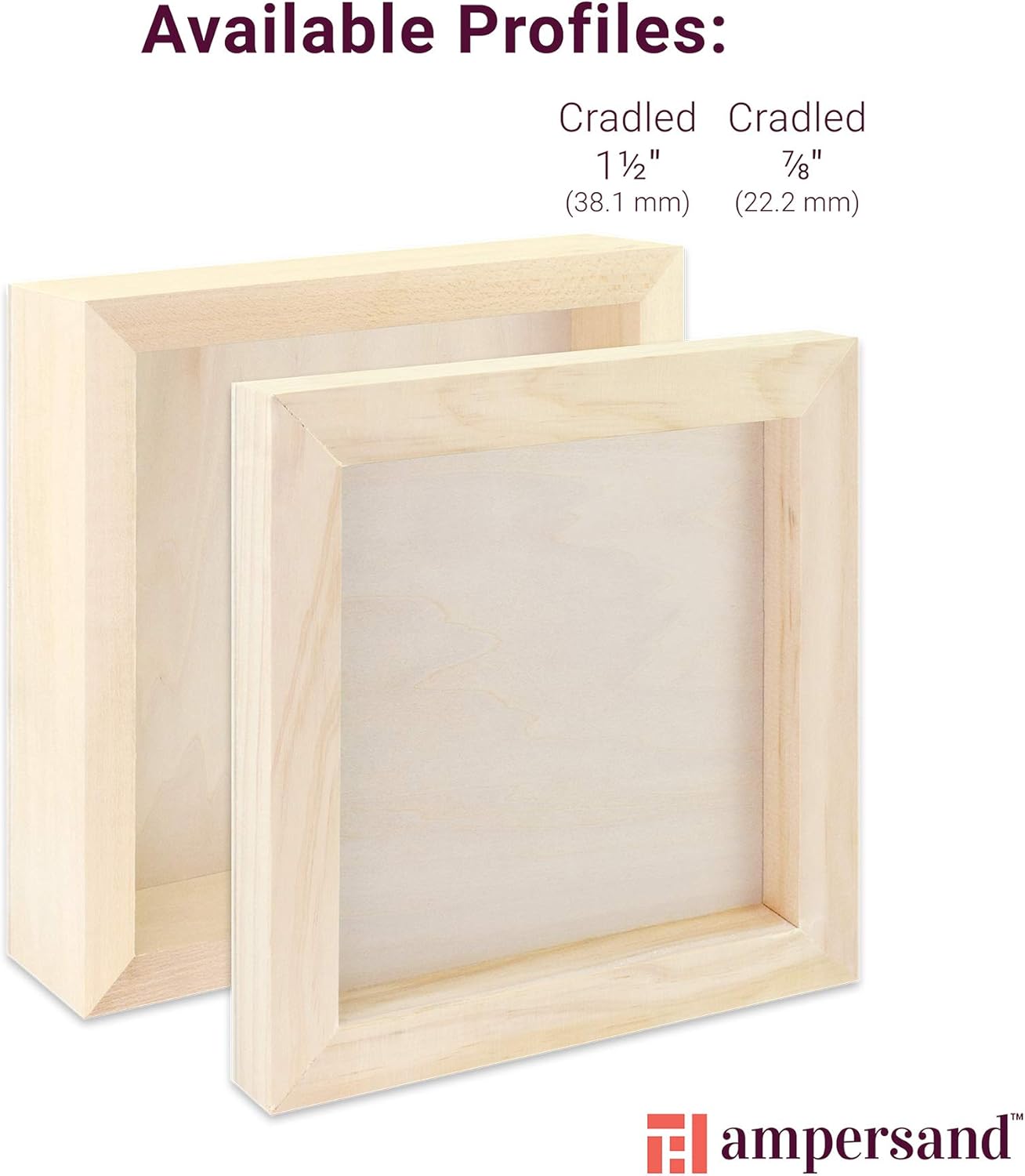 Ampersand Art Supply Unprimed Basswood Artist Panel, 7/8" Cradled Profile 6"x6"