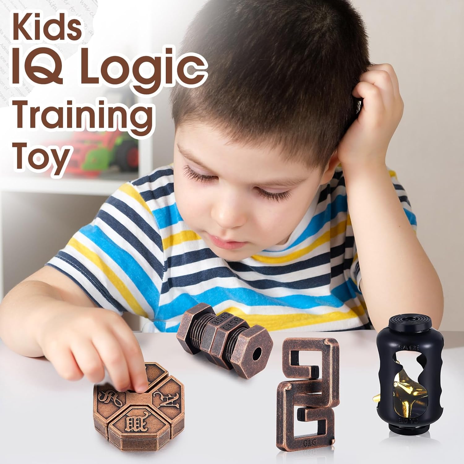 Wettarn 9 Pcs Metal Brain Teaser Puzzles Teaser 3D Steel Puzzle for Adults Unlock Interlocking Games IQ Education Smart Logic Test Toys for Adults Mind Challenge(Adorable Style)