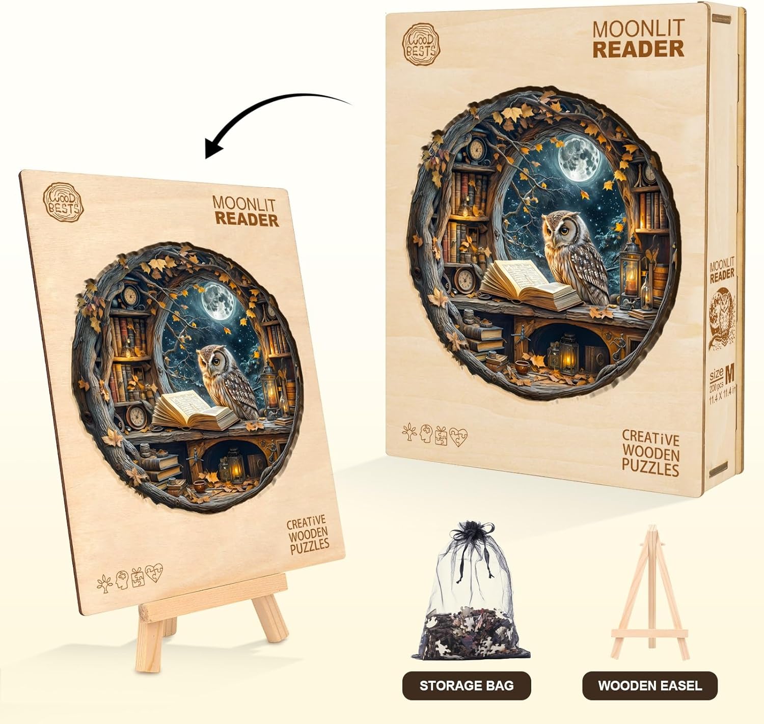 Wooden Puzzles for Adults, Moonlit Owl Puzzles, Wood Adult Puzzle, Birthday Gifts for Puzzle Lover (L-13.4 * 13.4 in 270pcs)
