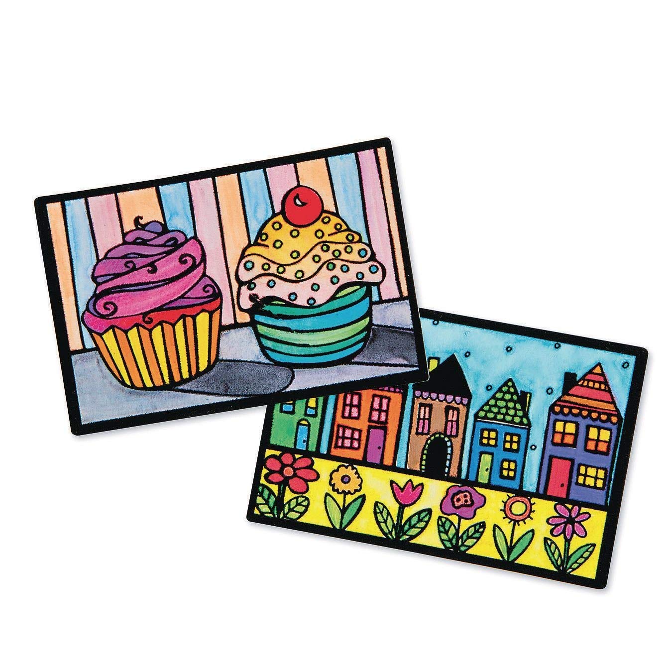 S&S Worldwide Velvet Art To Go! 2 Spiral Bound Coloring Books w/Perforated Cardstock Pages, Fuzzy, Felt, Great for Travel: Planes, Cars, Backpacks, 20 Different Projects Total, Kids & Adults, 4"x6".