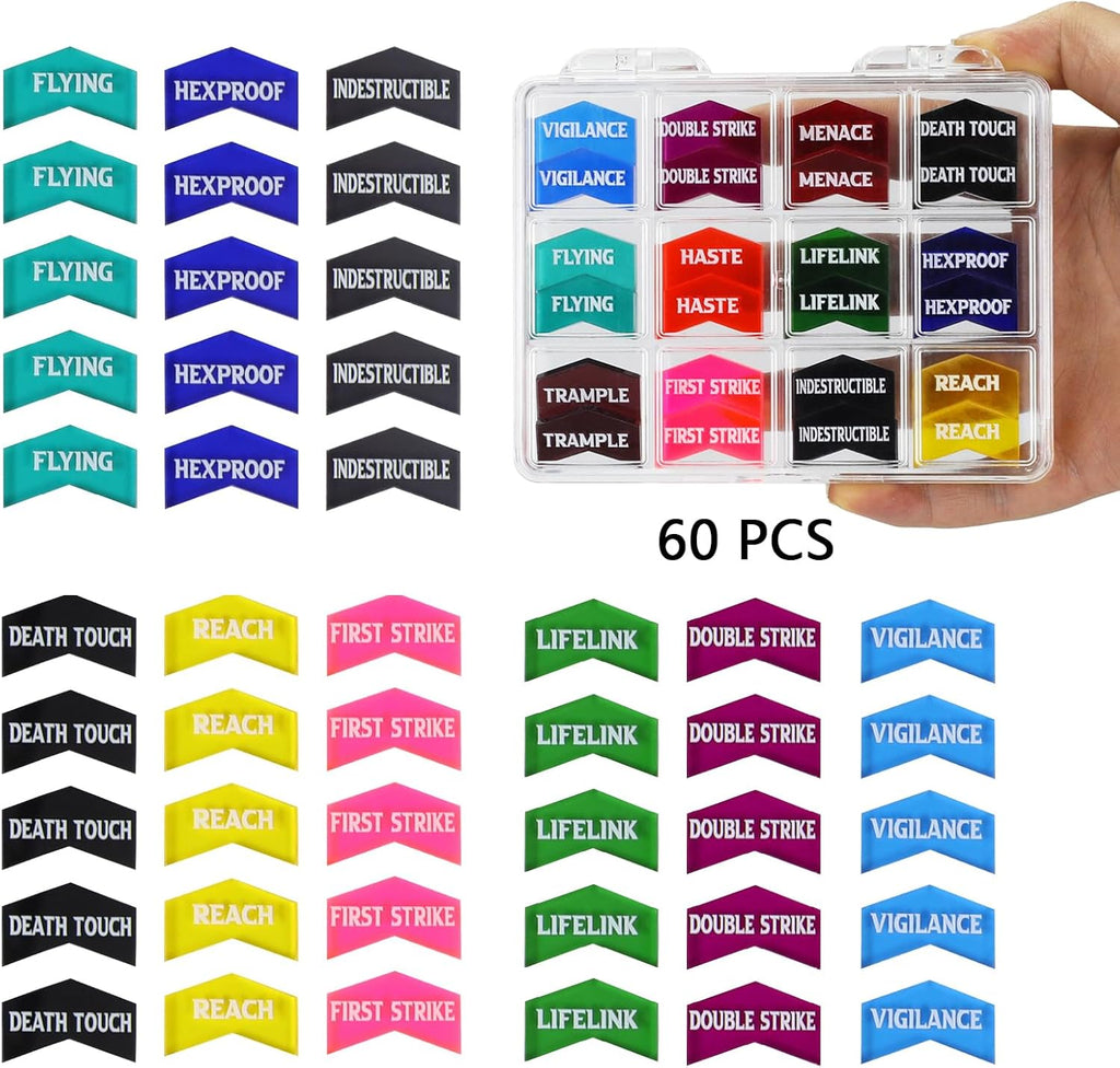 SIXPOINTS 122Pcs MTG Dice Counters Keyword Counters Life Counter 1/+1 counters Commander Buff Tokens 6 Sided Dice Set for Magic The Gathering, MTG, TCG, Card Games Accessories (A-122PCS/SET)