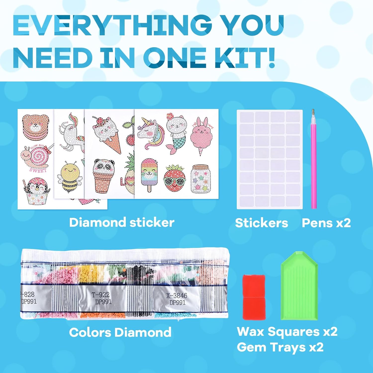 Cymbana 5D Painting Diamond Stickers Kits 25 Pcs Diamonds Dots Arts and Crafts for Kids Ages 6-8 8-12 Contains Unicorn, Mermaid, Cat