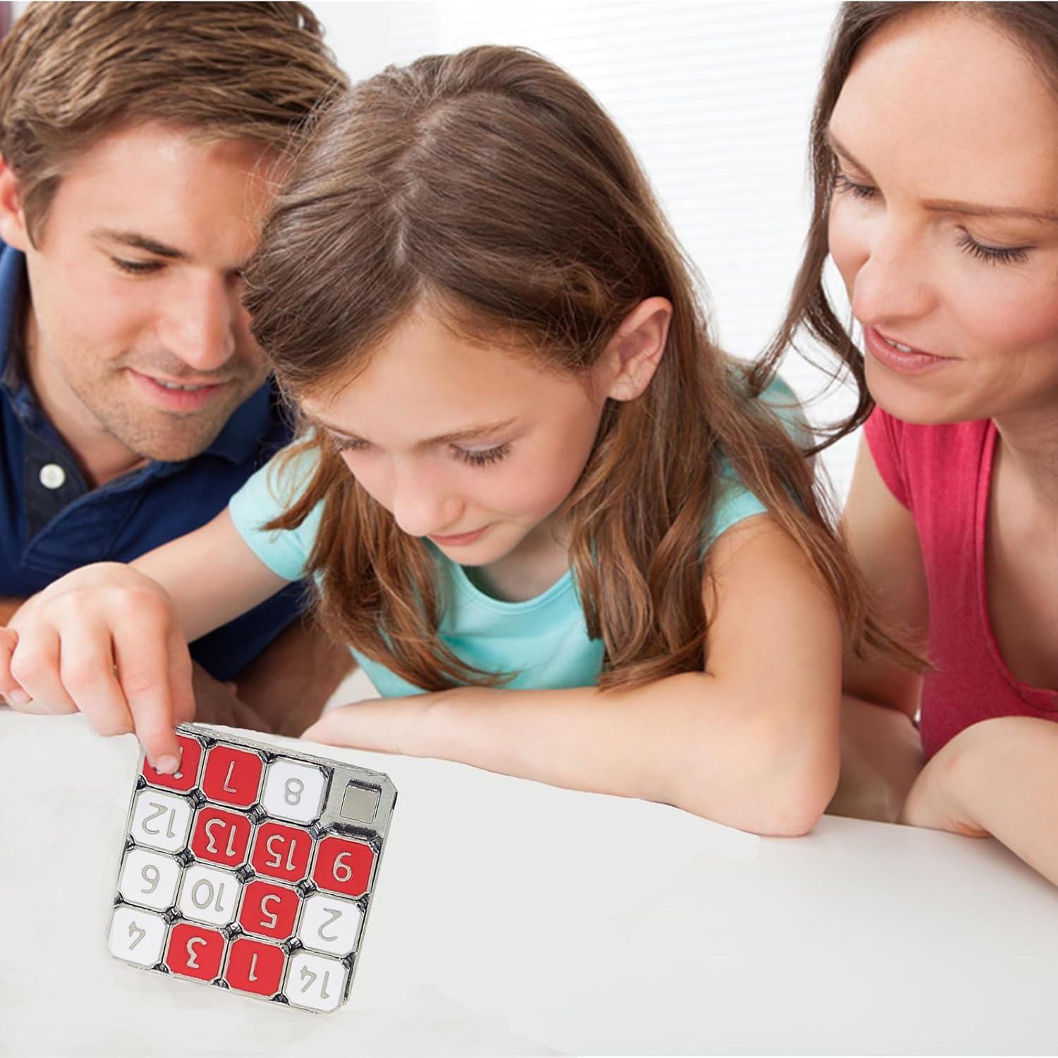 Metal Number Slide 15 Puzzle Red and White Number Sliding Puzzle Educational Learning Games Brain Teaser