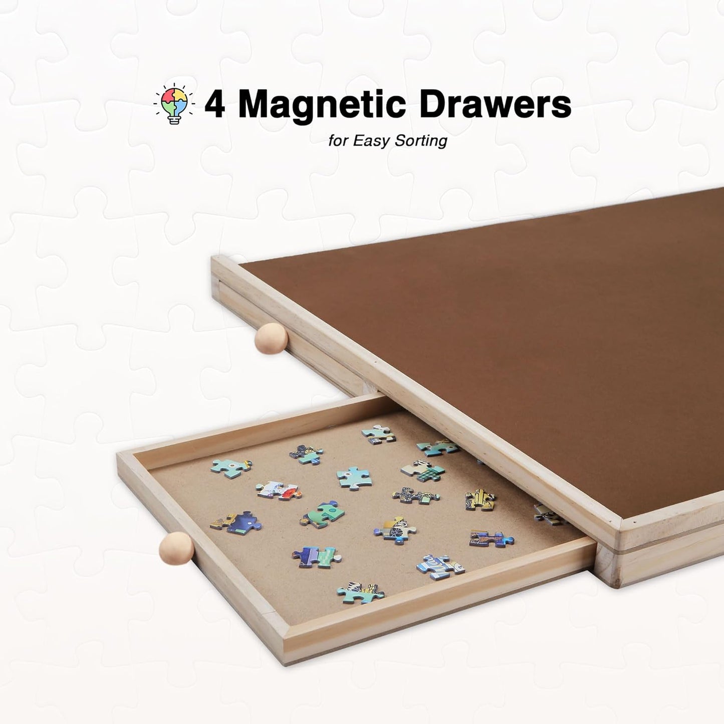 Tilting Puzzle Board with Drawers and Cover, 1000 Piece, 30" x 22", Portable Wooden Jigsaw Puzzle Table for Adults and Kids, 4 Drawers