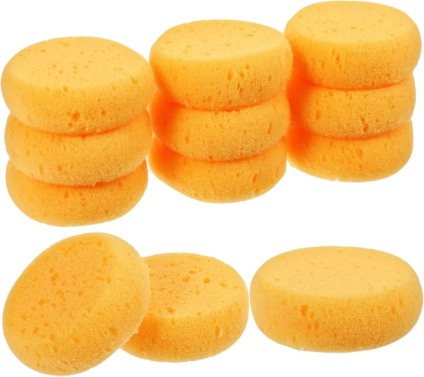 12 PCS Pottery Sponges Elasticity Clay Sponges Round Cleaning Sponge Water Absorption Soap Sponges Soft Yellow Artists Sponge for Kitchen Shoes Leather Care Painting