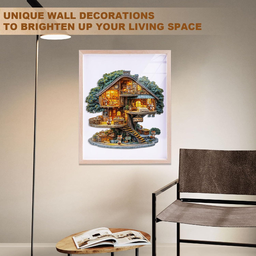 Wooden Puzzles for Adults, Fox House Puzzles, Wood Adult Puzzle, Birthday Gifts for Puzzle Lover (L-13.4 * 13.4 in 270pcs)