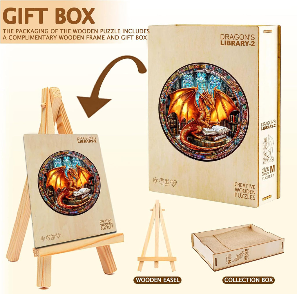 Wooden Puzzles for Adults, Dragon Wooden Puzzle,Magic Wooden Jigsaw Puzzles, Gifts for Family or Friends for Any Holiday.(13.4 * 13.4 in 300pcs)