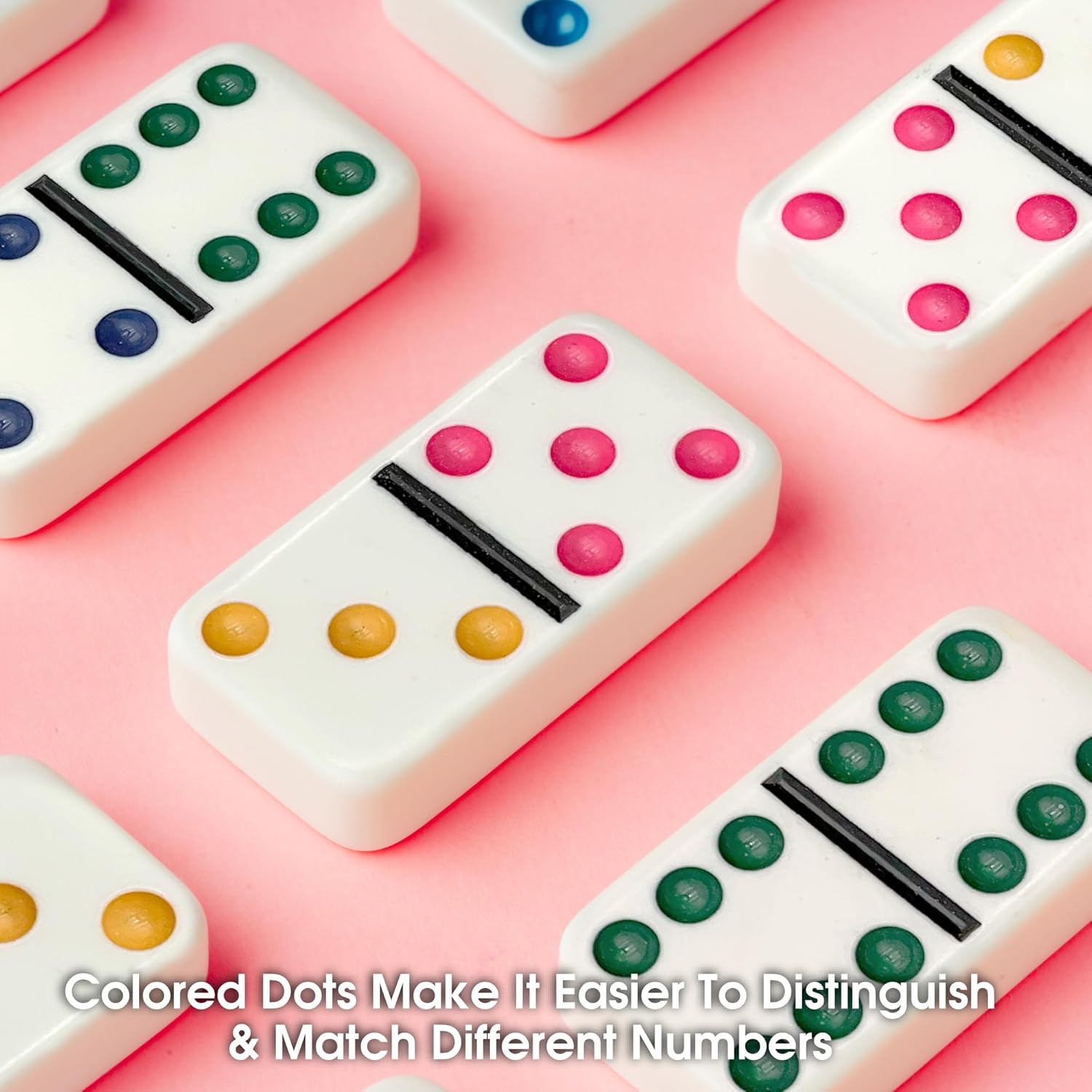 CHH 2322 Double 6 Jumbo Dominoes with Color Dot, 8.25-inch Length