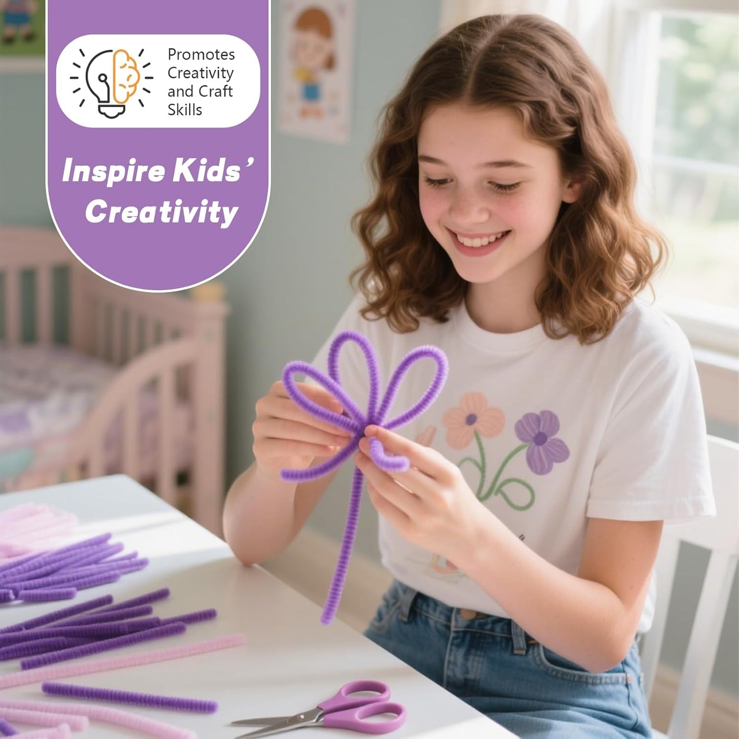 Pipe Cleaners Craft 500PCS 5 Colors Purple Pipe Cleaners Bulk 30CM Limpia Pipas para Manualidades Fuzzy Wire Chenille Stems for Arts Crafts and Creative DIY Projects Decorations