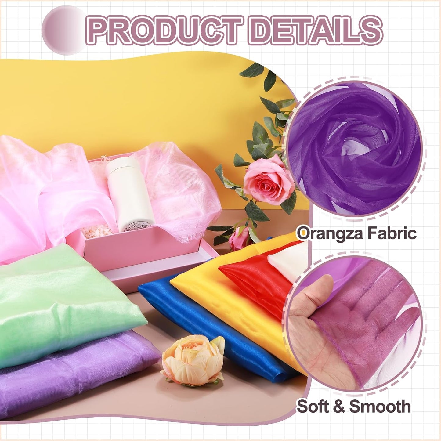 MECCANIXITY Iridescent Sheer Organza Fabric, 2 Yards x 59 Inches Solid Holographic Shiny Fabric Organza Cloth for Wedding, Curtains, Costume, Photo Background, Dark Purple