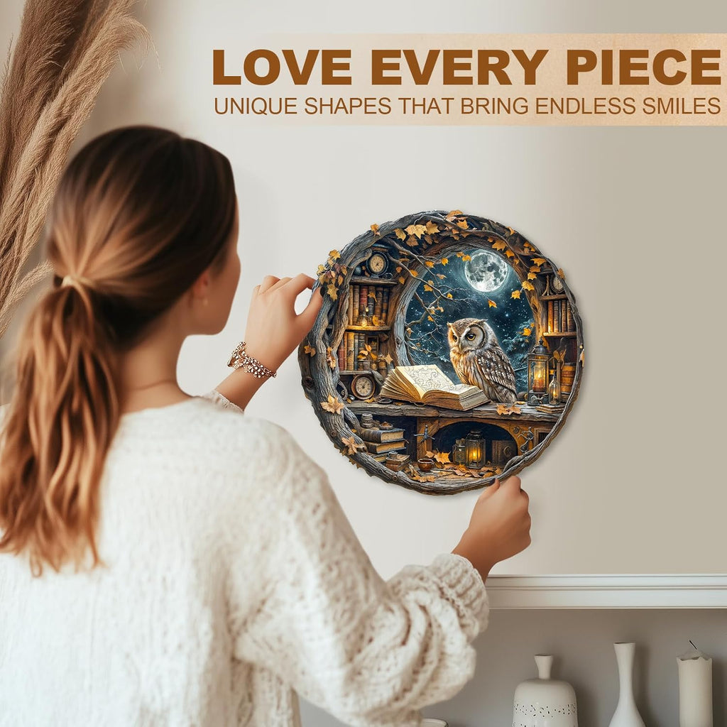 WOODBESTS Wooden Puzzles for Adults - Moonlit Owl Wooden Jigsaw Puzzle, Unique Animal Wood Puzzles Adult, Xmas Puzzle Gifts for Puzzles Lovers(200 Pcs, M, 11.4"x11.4")