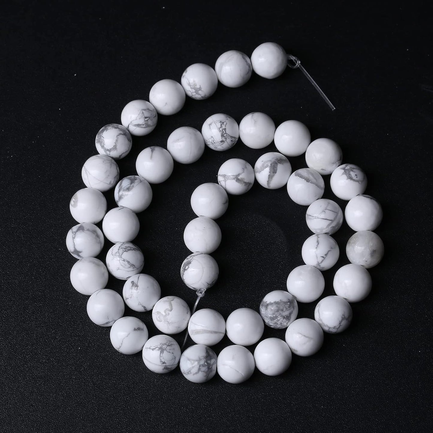 32pcs 12mm AAA Natural Stone Beads White Howlite Turquoises Round Loose Beads for Jewelry Making DIY Bracelet (White Howlite Turquoises, 12mm)