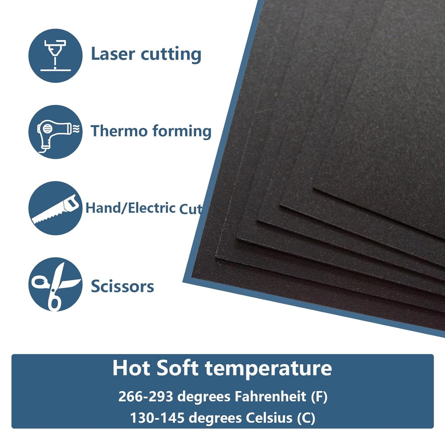 3 Pack Black Plastic Sheet 8x12x0.08 in Flexible High Tensile Plastic Sheets Black Plastic Panel for DIY Materials Handicrafts Home Decoration