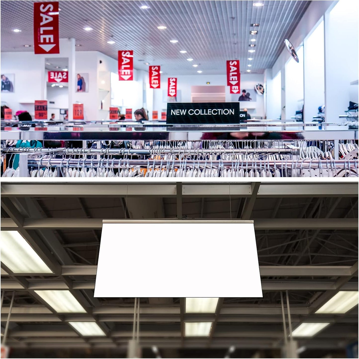 MECCANIXITY PVC Poster Hanger Rail Poster Strip Bar 90cm/35inch Clear with Clips for Poster, Map, 4 Set