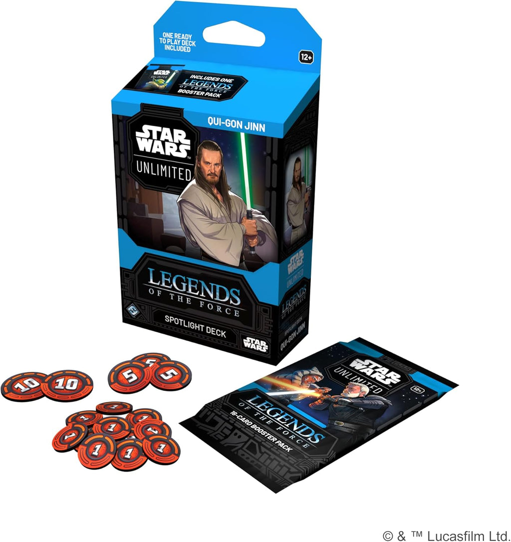 Star Wars: Unlimited TCG Legends of The Force Qui-Gon Jinn Spotlight Deck - Ready-to-Play 50-Card Deck with Exclusive Cards, Ages 12+, 2+ Players, 20 Minute Playtime, Made by Fantasy Flight Games