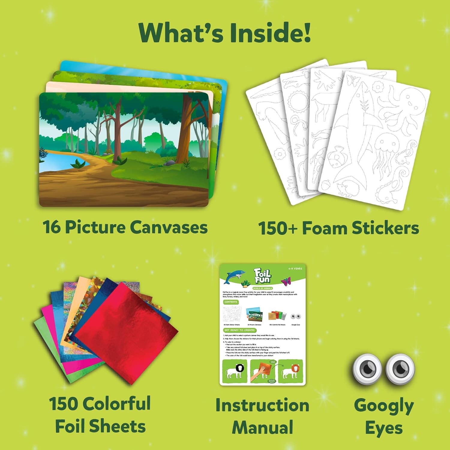 Skillmatics Foil Fun - Animals Mega Pack, No Mess Art for Kids, Craft Kits & Supplies, DIY Creative Activity, Travel Toys, Gifts for Boys & Girls Ages 4, 5, 6, 7, 8, 9, Travel Toys