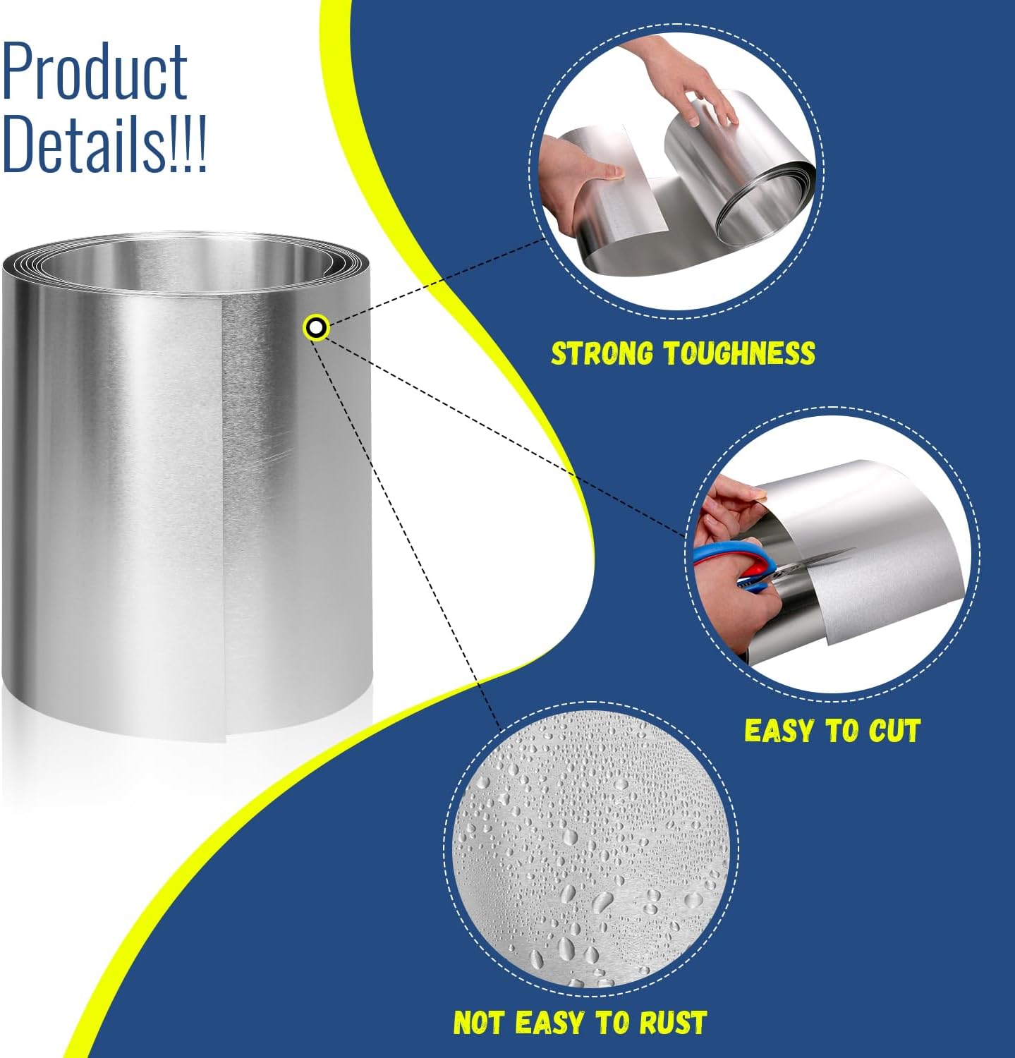 Aluminum Flashing Roll，Aluminum Sheet Roll 3500x50x0.2mm(LxWxT) Applicable to Various House Repair and DIY Projects
