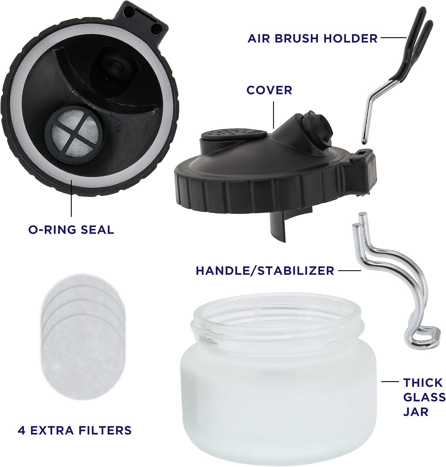 Master Airbrush 13 Piece Airbrush Cleaning Kit - Glass Cleaning Pot Jar with Holder, 5 pc Cleaning Needles, 5 pc Cleaning Brushes, 1 Wash Needle, & How to Link Card