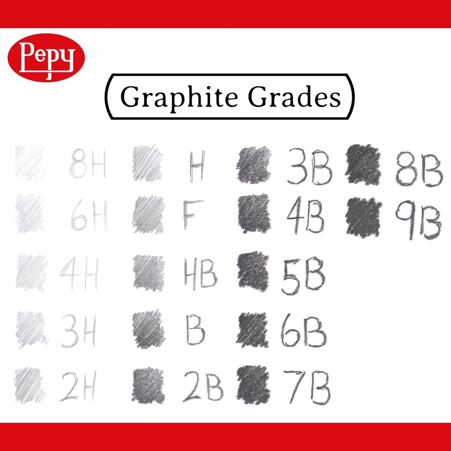 Pepy Graphite Professional Drawing Pencils - Set of 12 HB Pre-Sharpened Black Lead Pencils; Perfect for Drawing, Sketching and Shading, Graphic and Fine Art