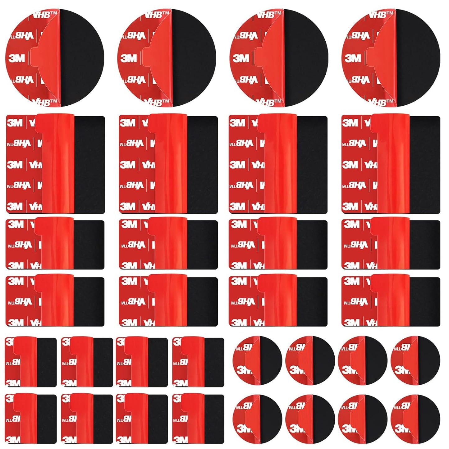 32 Pack 3M VHB 5952 Foam Tape, Double-Sided Heavy Duty Mounting Tape – 1 Inch & 2 Inch, Square, Rectangle & Round Shapes, Waterproof & Heat Resistant, for Car, Home Decor & Outdoor Use