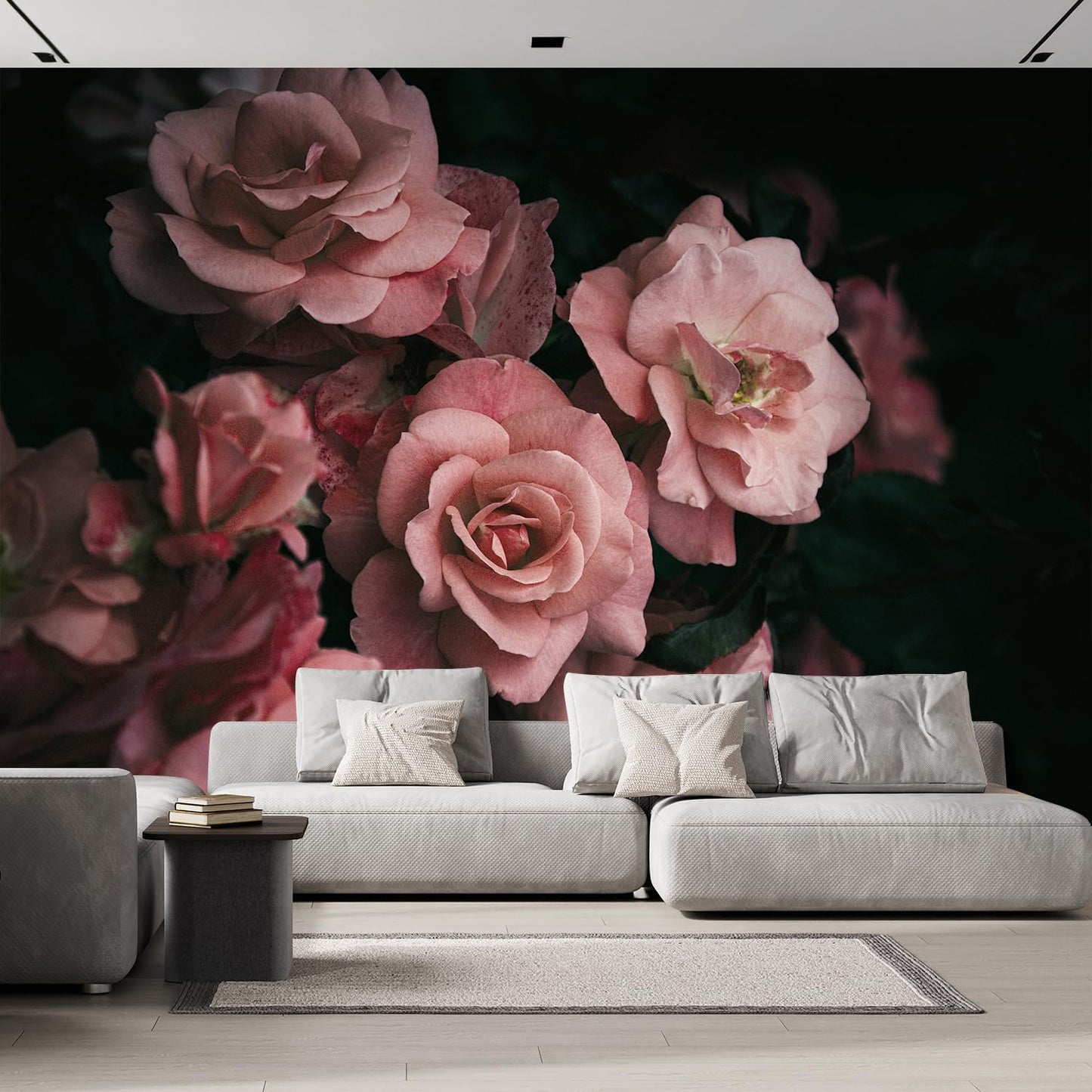 wall26 Removable Wall Sticker/Wall Mural Close Up Dark Rose Flower Blossoms Nature Wilderness Photography Decorative Botanical Relax/Calm Floral for Living Room, Bedroom, Office - 96x120 inches