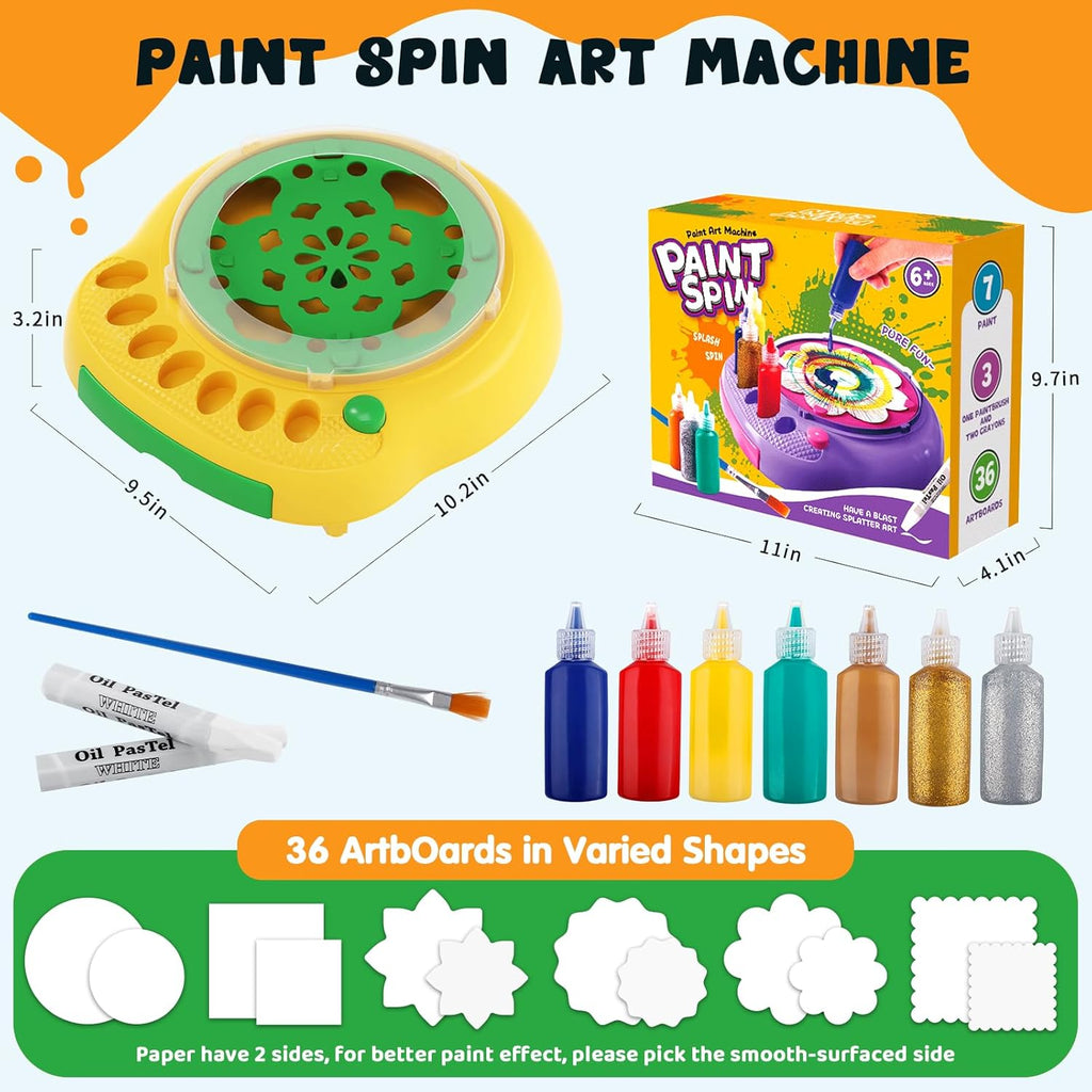 Hewaurorion Paint Spin Art Machine Kit for Kids, Arts & Crafts Painting Spinner Toys Kits Sets for Boys & Girls Ages 6 7 8 9 Year Old Yellow