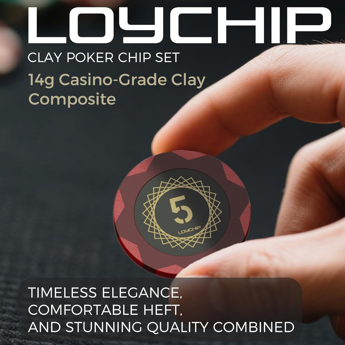 Clay Poker Set with Numbered Chips 500-pcs for Card Board Game, 14g Weight with Playing Cards for Texas Hold'em, Blackjack Gambling, Late Night Poker Games
