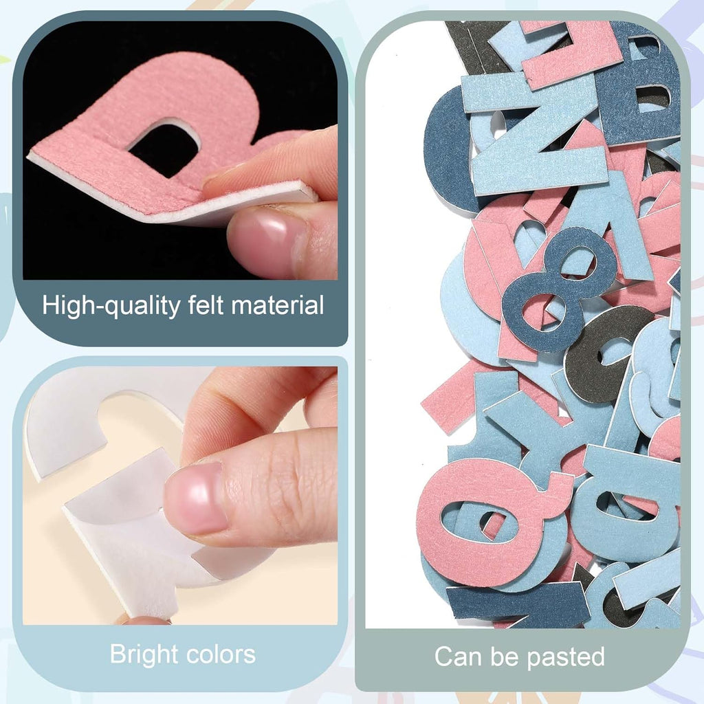 Breling 310 Pieces Felt Bulletin Board Letters Sticker with Number, 2" Bulk Self Adhesive ABC Upper Lowercase Sticky Letter for Christmas Gift Poster Bulletin Board Classroom(Dark Color)
