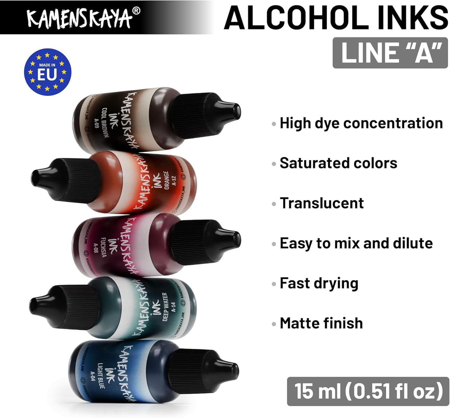Alcohol Ink Set #11: Matched Color Combination of Alcohol Inks, 4 pcs. 0.51 fl oz (15 ml) Each