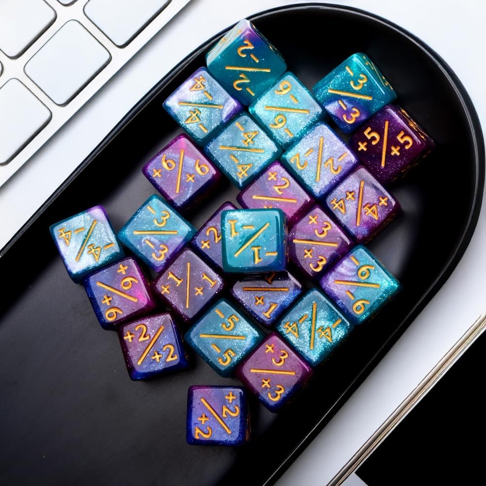 Magic The Gathering Counter Dice Set 48 Pcs D6 MTG Dice Life Counters Tokens Dice for Magic Card Game Accessories with 6 Pcs Drawstring Bags and Dice Tray (Color)