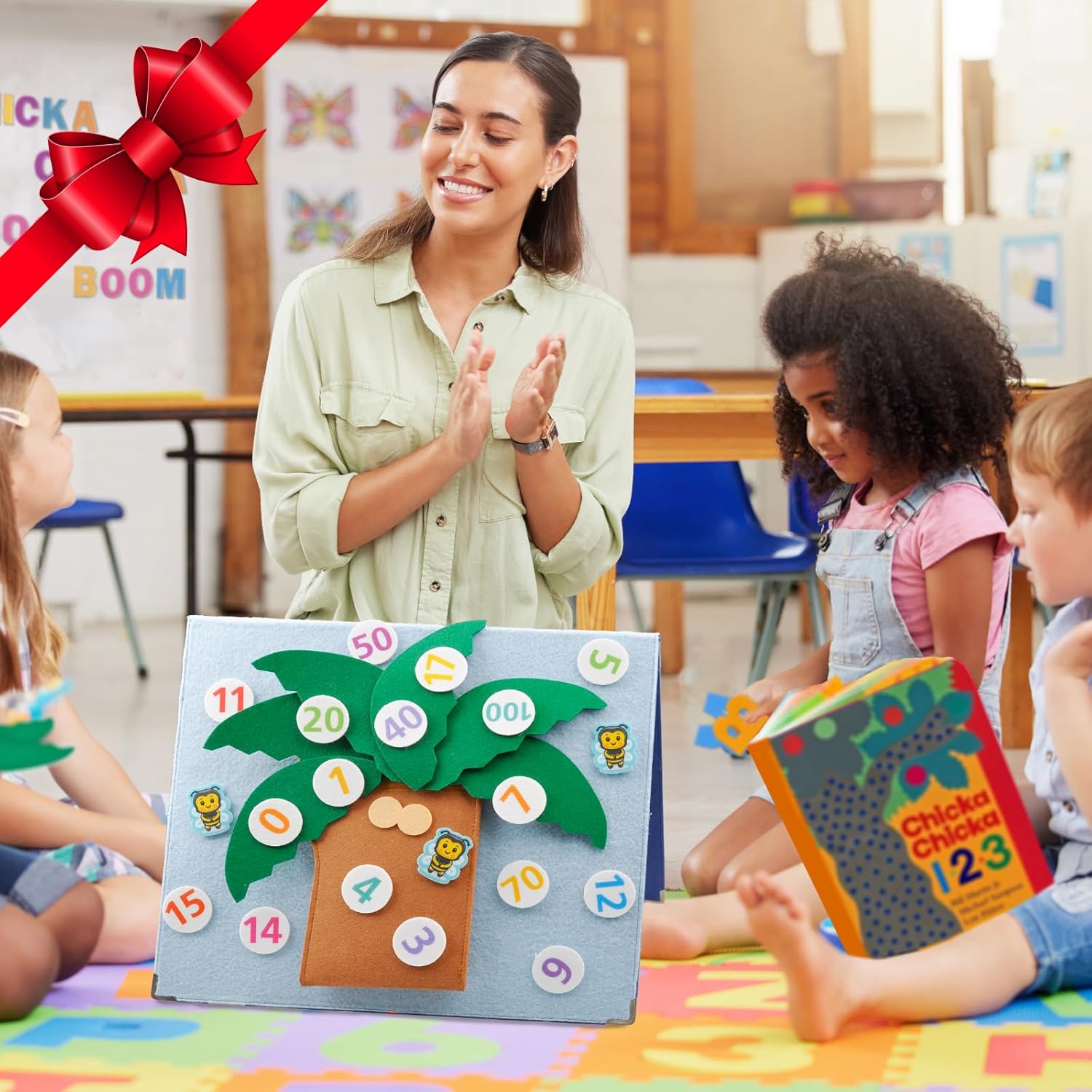 CHEFAN Tree and Numbers Props from The Childhood Favorite Book, Felt Numbers and Letters