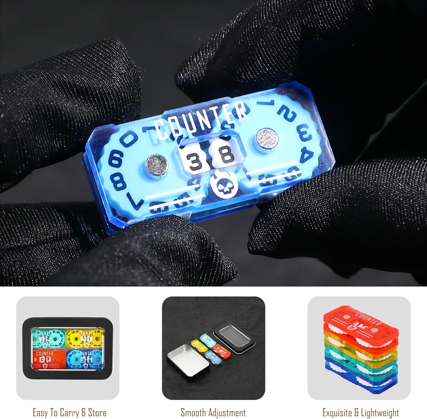 4Pcs MTG Life Counter Twin Digits with Metal Box, Health Tracker Life Counter for MTG Magic Card Games Accessories, Compatible with Magic The gatering Tabletop RPG D&D CCG TCG Board Games