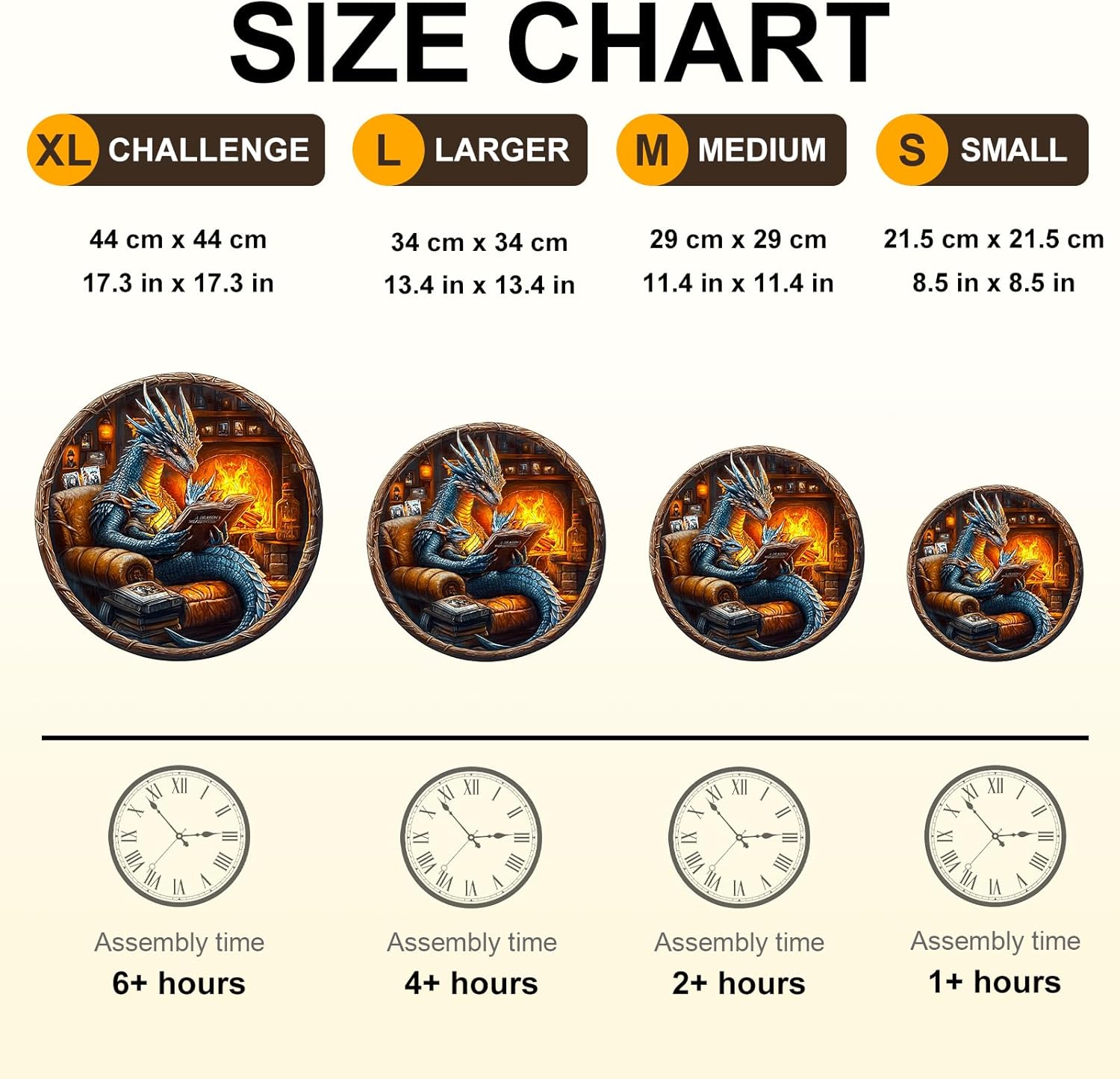 Wooden Puzzles for Adults, Dragon Family Night Reading Wooden Jigsaw Puzzle 450 PCS Unique Shape Wood Puzzle Adult, 3D Visual Effect Flat Puzzle Birthday Family Games (XL-17.3 * 17.3in)