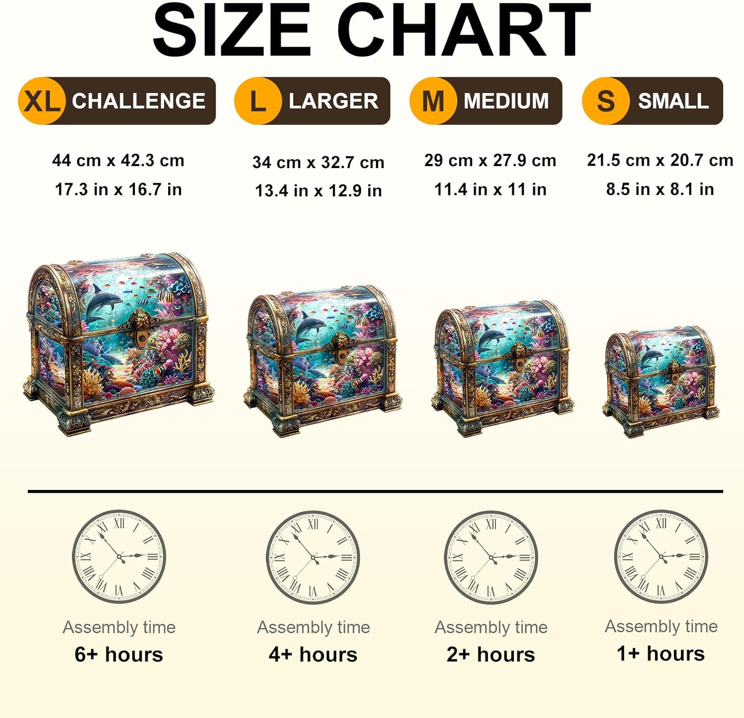 Wooden Puzzles for Adults, Treasure Chest Ocean Wooden Jigsaw Puzzle Fish 430 PCS Unique Shape Wood Puzzles Adult 3D Visual Effect Birthday Gifts for Puzzle Lovers Family Games (XL-17.3 * 16.7in)