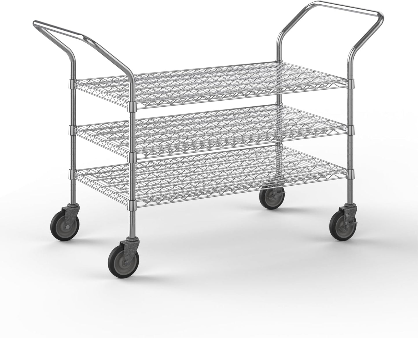 24" W x 42" L x 36" H Chrome Heavy Duty Utility Cart | 3-Tier | NSF Commercial Storage Rack Mobile Unit | Storage and Mobility Solution for Your Business