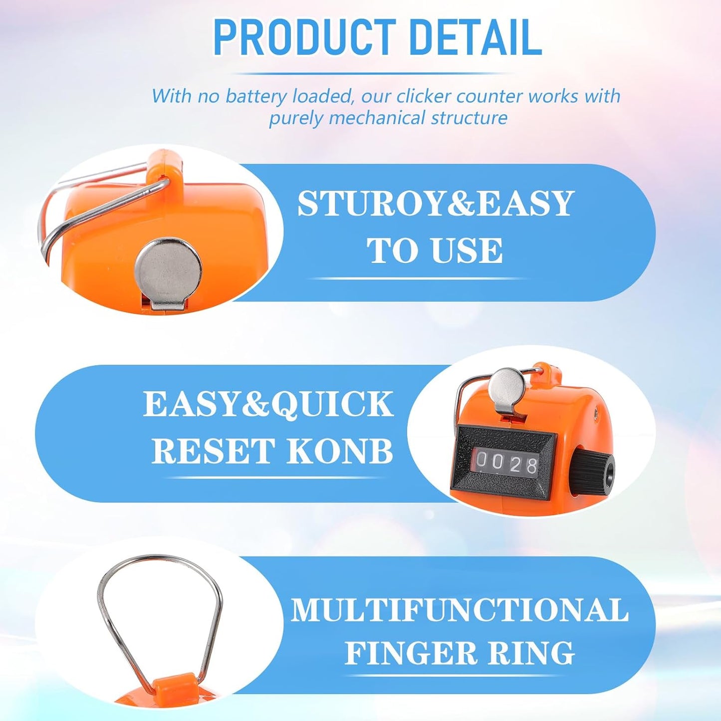 12 Pcs Handheld Tally Counter Digital, 4 Digit Number Hand Clicker Counter, Metal Mechanical Register for Coaching, Knitting, People, Golf and Row, Handheld Clickers