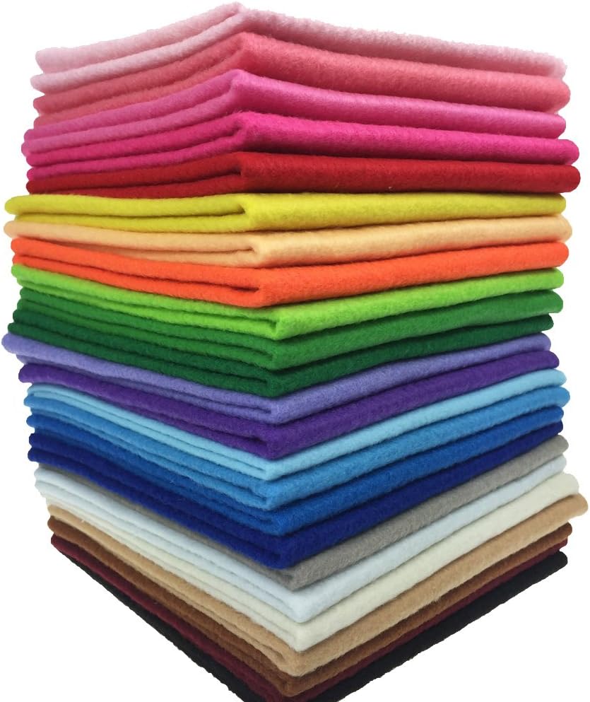 24pcs Thick 1.4mm Soft Felt Fabric Sheet Assorted Color Felt Pack DIY Craft Sewing Squares Nonwoven Patchwork (20 * 30cm)