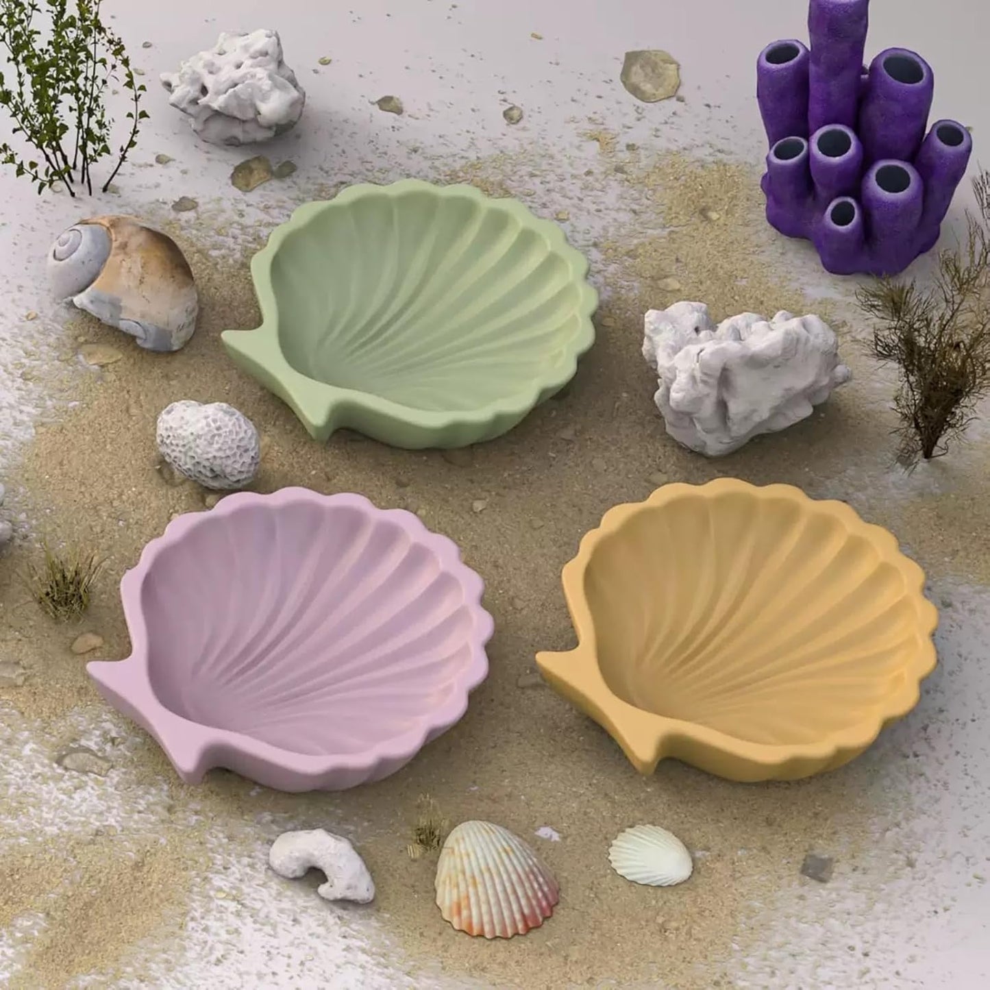 2PCS Ocean Theme Resin Molds, Seashell Silicone Epoxy Casting Mould for DIY Jewelry Plate Candy Container Storage Home Decor