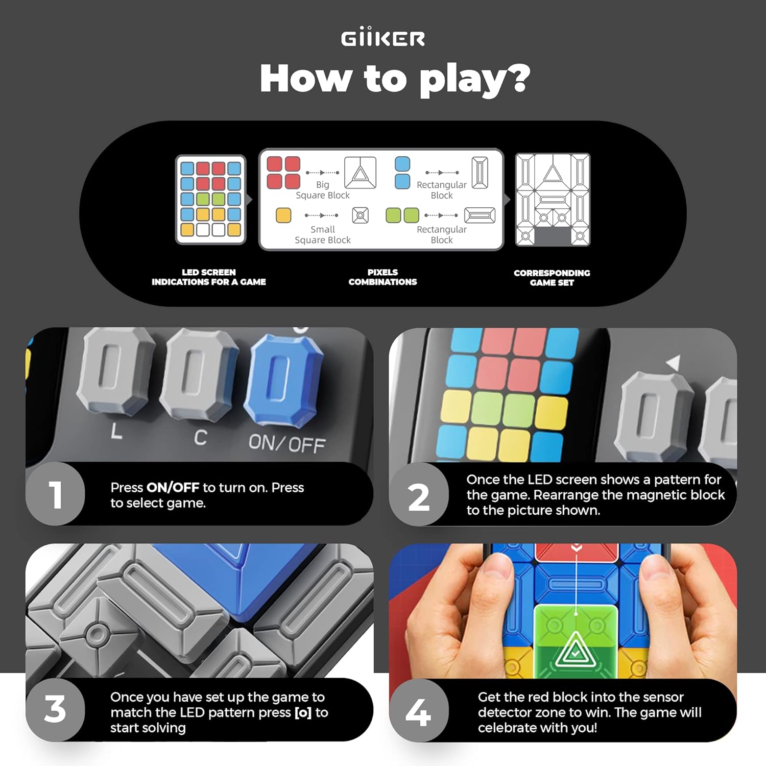 GiiKER Super Slide Puzzle Games, Original 500+ Challenges Brain Teaser Puzzle, Toys for Kids, Travel Games Birthday Gifts Easter Basket Stuffers for Boys Girls, Activities for Road Trips - Moon Grey